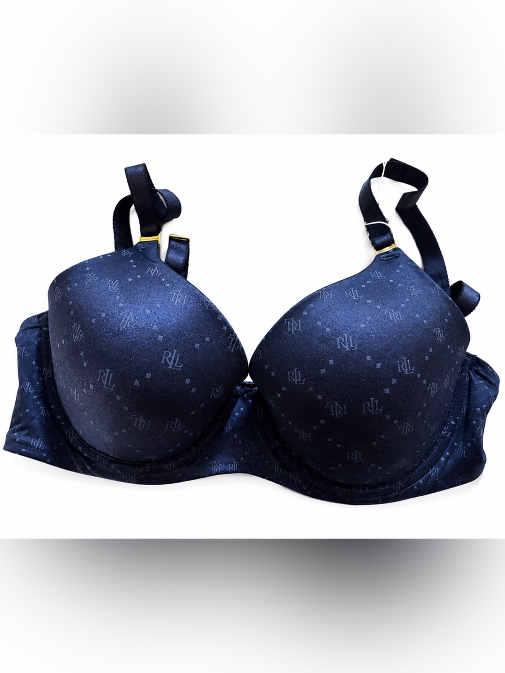 NWT $58‎ Lauren Ralph Lauren Comfort full coverage T-Shirt Bra, Navy, 34C